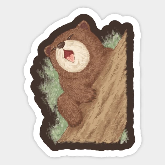 Bear on tree Sticker by sanogawa